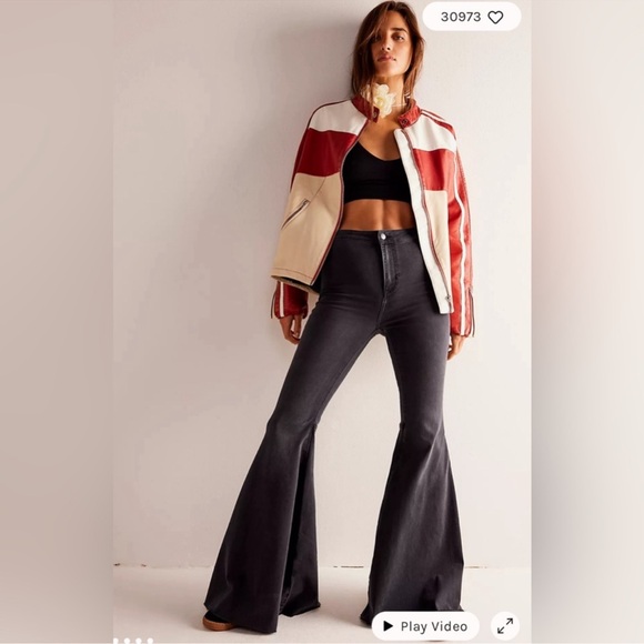 Free People - Just Float On Flare Jeans Washed Black Size 29 - Picture 3 of 14